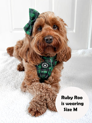 Trail & Glow® Dog Harness Bundle Set - Tartan Green.