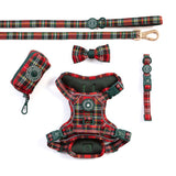 Trail & Glow - Dog Harness Bundle Set - Colour Drops - Red Highland Tartan
