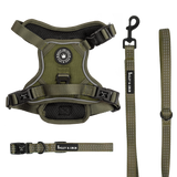The Khaki One Trail & Glow Dog Harness, Lead & Collar Bundle