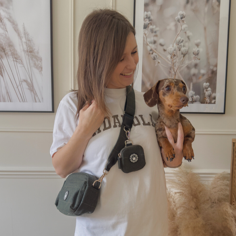 Premium Forest Tweed Dog Walking Bag