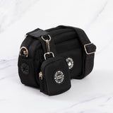 Charcoal Tweed - Colour Drops - Adjustable Dog Harness, Lead, Collar & Mini Black Dog Walking Bag Bundle