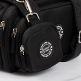 Dog Walking Bag - Black with Charcoal Tweed Strap