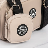 Charcoal Tweed Adjustable Dog Harness, Lead, Collar & Latte Dog Walking Bag Bundle