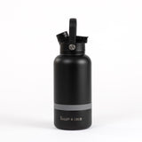 2-in-1  Dog Walking Water Bottle with Straw & Treat Bowl  - 1L - Jet Black