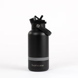 2-in-1  Dog Walking Water Bottle with Straw & Treat Bowl  - 1L - Jet Black