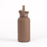 2-in-1  Dog Walking Water Bottle with Straw & Treat Bowl  - 1L - Cocoa Latte.
