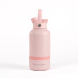 2-in-1  Dog Walking Water Bottle with Straw & Treat Bowl  - 1L - Ballet Pink.
