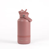 2-in-1  Dog Walking Water Bottle with Straw & Treat Bowl  - 1L - Rosewood
