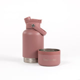 2-in-1  Dog Walking Water Bottle with Straw & Treat Bowl  - 1L - Rosewood