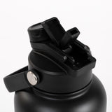 2-in-1  Dog Walking Water Bottle with Straw & Treat Bowl  - 1L - Jet Black