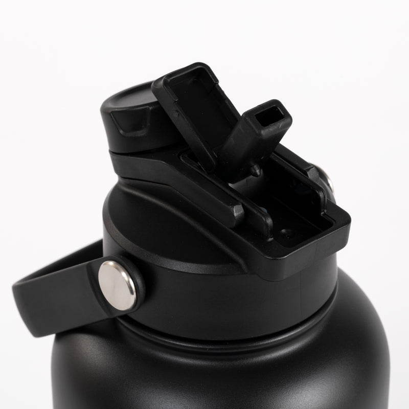 2-in-1  Dog Walking Water Bottle with Straw & Treat Bowl  - 1L - Jet Black