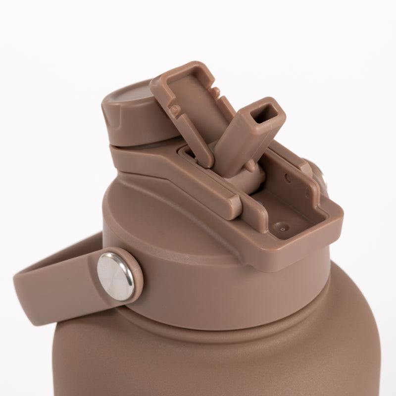 2-in-1  Dog Walking Water Bottle with Straw & Treat Bowl  - 1L - Cocoa Latte.