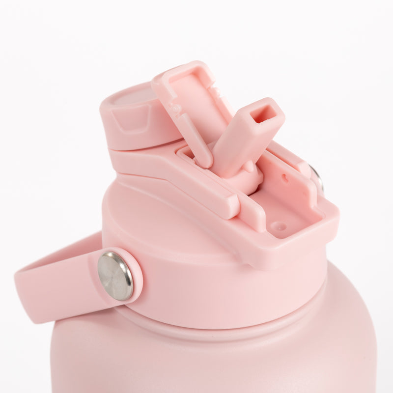 2-in-1  Dog Walking Water Bottle with Straw & Treat Bowl  - 1L - Ballet Pink.
