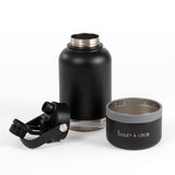 2-in-1  Dog Walking Water Bottle with Straw & Treat Bowl  - 1L - Jet Black