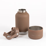 2-in-1  Dog Walking Water Bottle with Straw & Treat Bowl  - 1L - Cocoa Latte.
