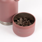 2-in-1  Dog Walking Water Bottle with Straw & Treat Bowl  - 1L - Rosewood