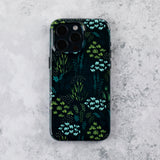 Forest Green Floral iPhone 14 Pro Case - front view