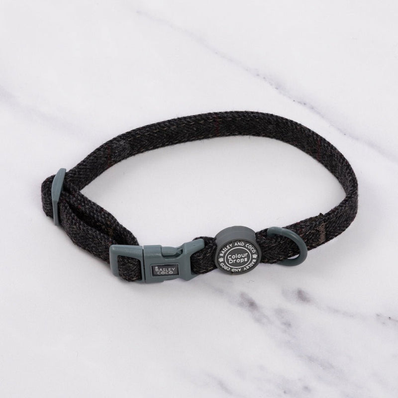 Adjustable Collar - Colour Drops - Charcoal Tweed - Bailey and Coco (UK)
