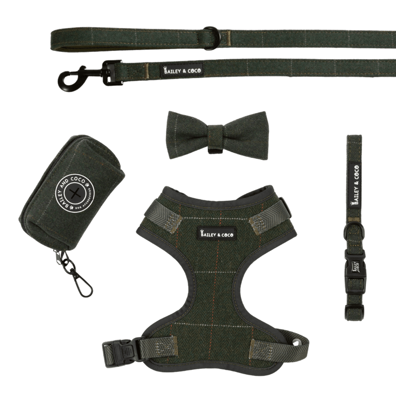 Adjustable Dog Harness Bundle Set - Forest Tweed - Bailey and Coco (UK)