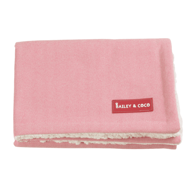 Bubblegum Pink Tweed Dog Blanket - Soft Sherpa Lined - Bailey and Coco (UK)
