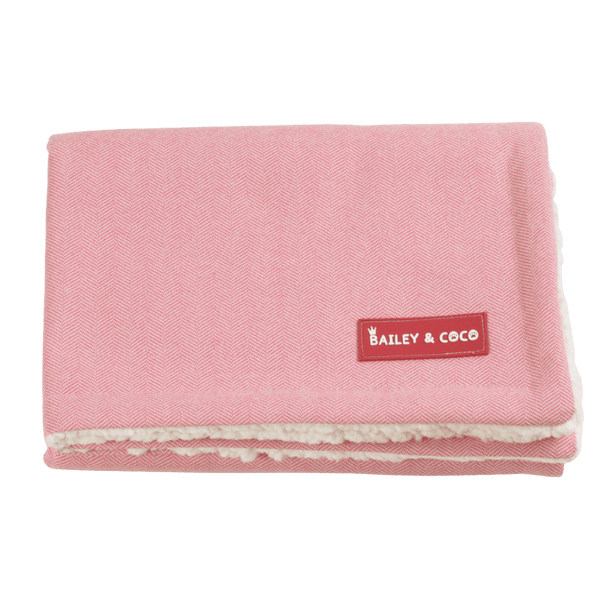 Bubblegum Pink Tweed Dog Blanket - Soft Sherpa Lined - Bailey and Coco (UK)