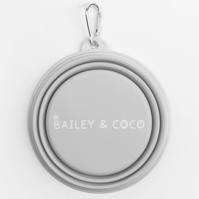 Collapsible Dog Water Bowl - Pebble Grey - Bailey and Coco (UK)
