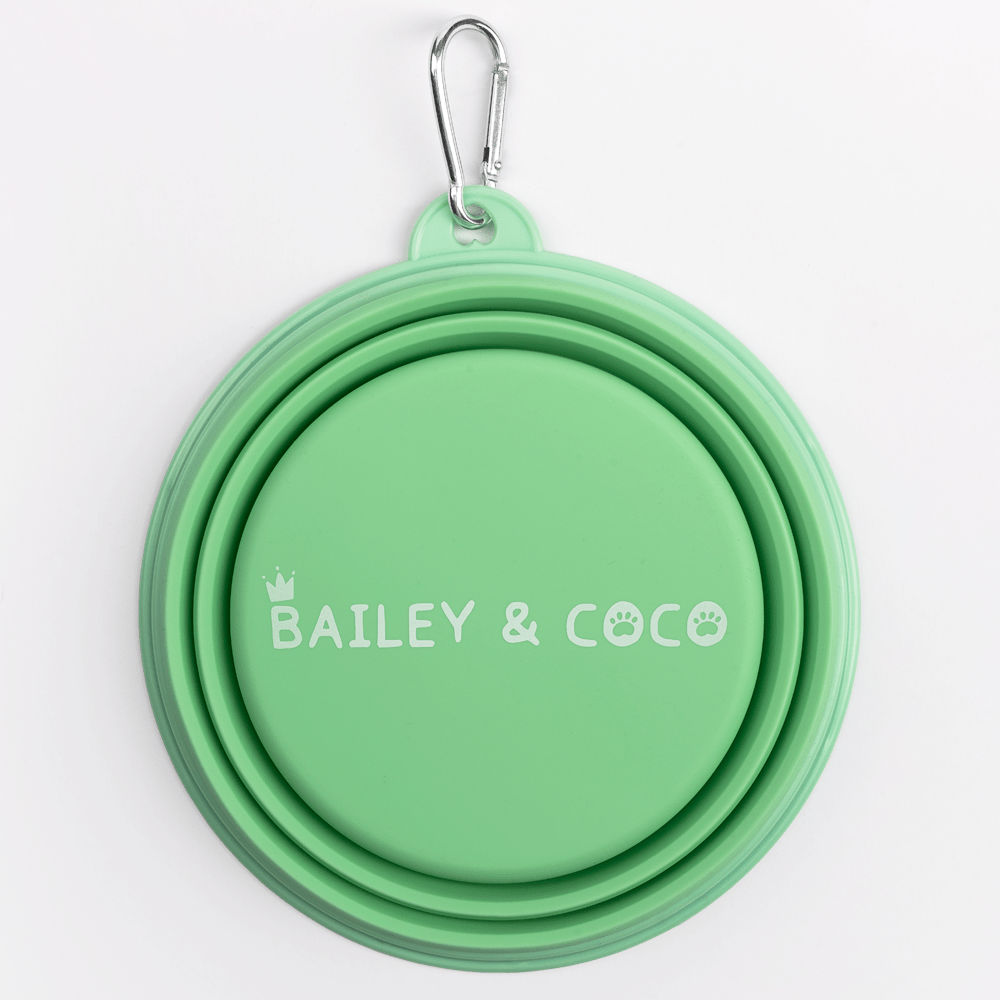 Collapsible Dog Water Bowl - Pistachio Green - Bailey and Coco (UK)