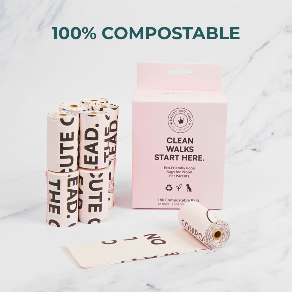 Compostable Dog Poo Bags – 12 Rolls (180 Bags) - Bailey and Coco (UK)