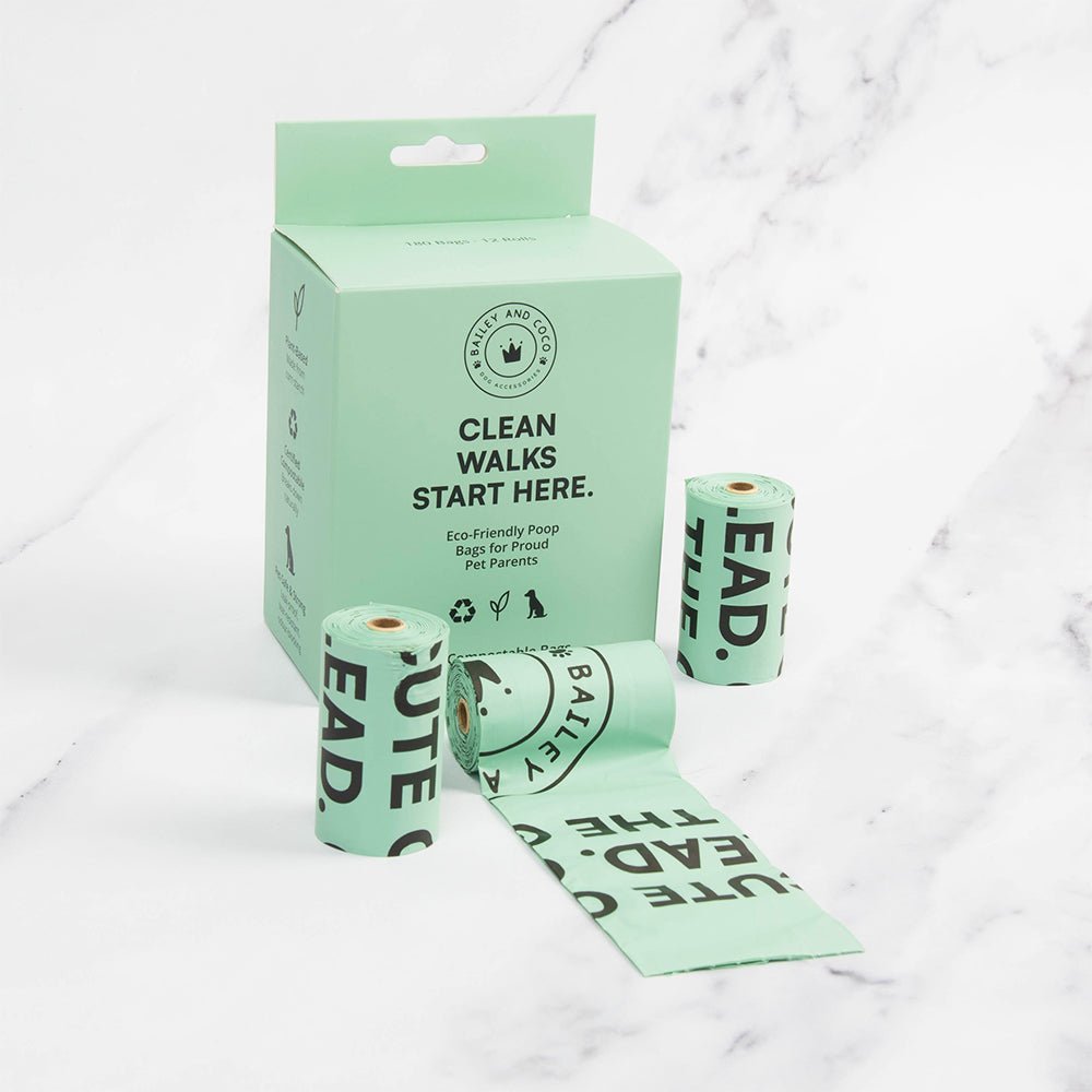 Compostable Dog Poo Bags – 12 Rolls (180 Bags) - Bailey and Coco (UK)