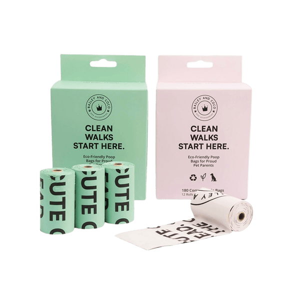 Compostable Dog Poo Bags – 12 Rolls (180 Bags) - Bailey and Coco (UK)