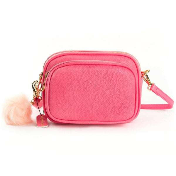 Crossbody Dog Walking Bag - Vegan Leather - Hot Pink - alternate view