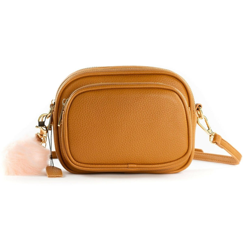 Crossbody Dog Walking Bag - Vegan Leather - Oxford Tan - Bailey and Coco (UK)