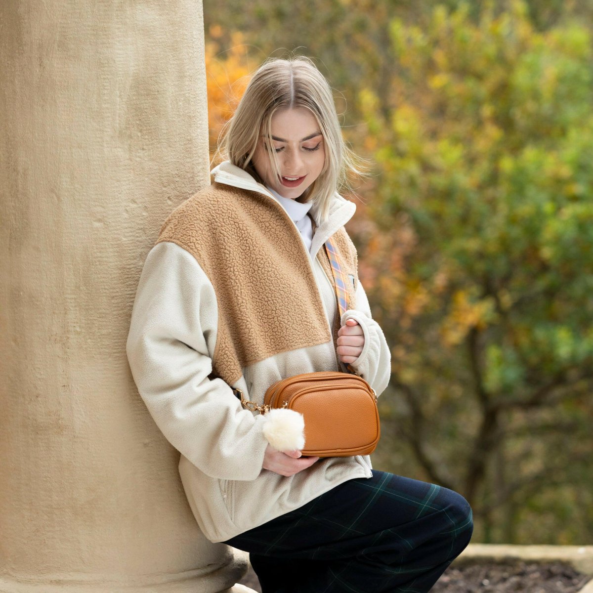 Crossbody Dog Walking Bag - Vegan Leather - Oxford Tan - Bailey and Coco (UK)