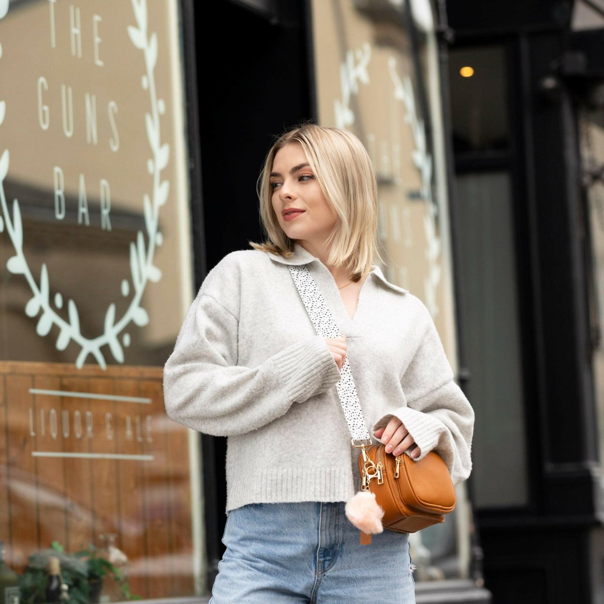 Crossbody Dog Walking Bag - Vegan Leather - Oxford Tan - Bailey and Coco (UK)