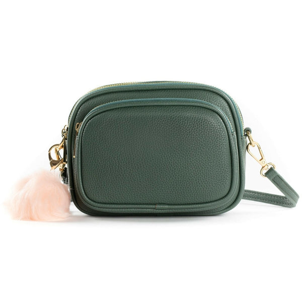 Crossbody Dog Walking Bag - Vegan Leather - Vintage Green - alternate view
