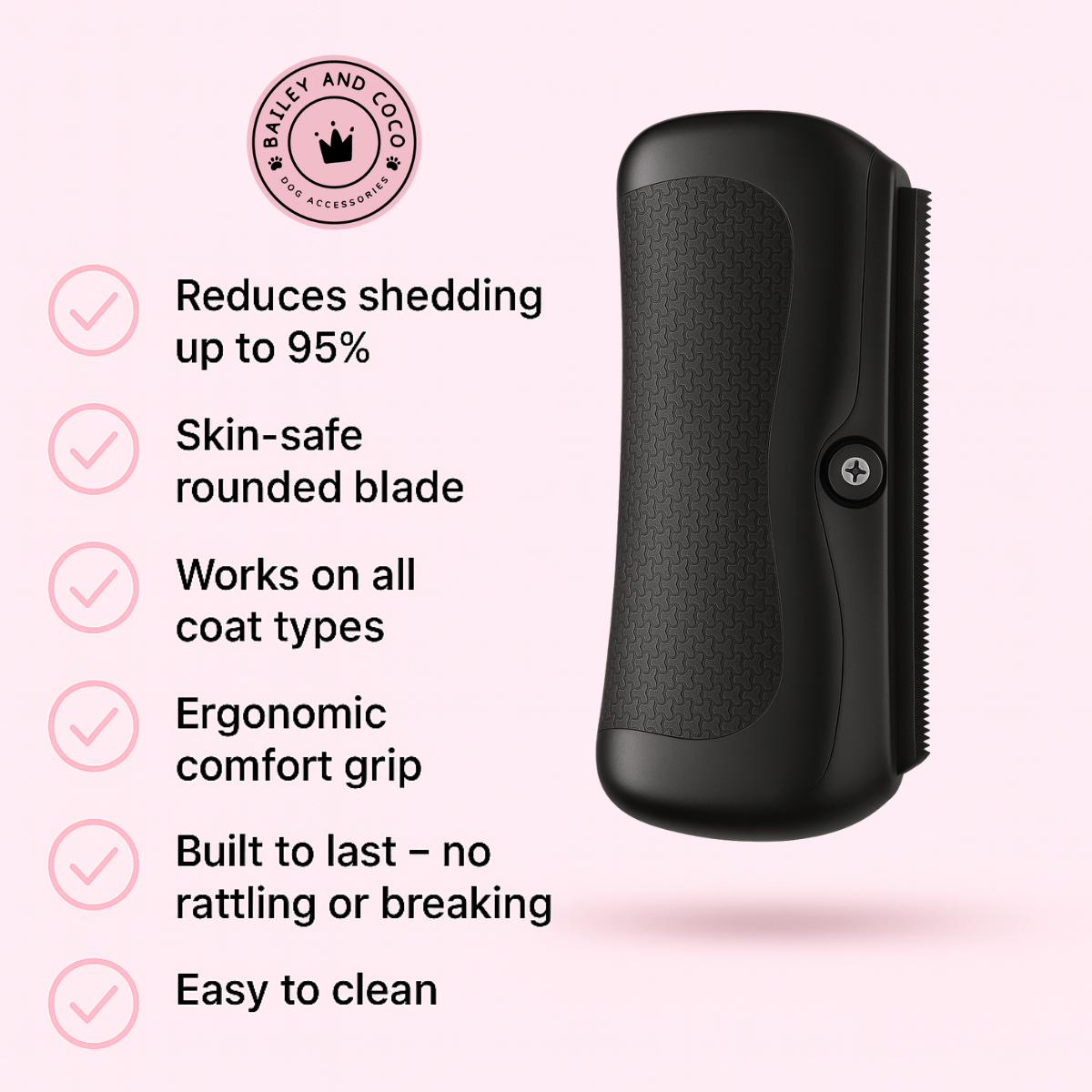 Deshedding Brush for Dogs, Cats, Horses – Black - Bailey and Coco (UK)