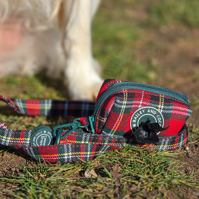 Dog Lead 5ft - Colour Drops - Red Highland Tartan - Bailey and Coco (UK)