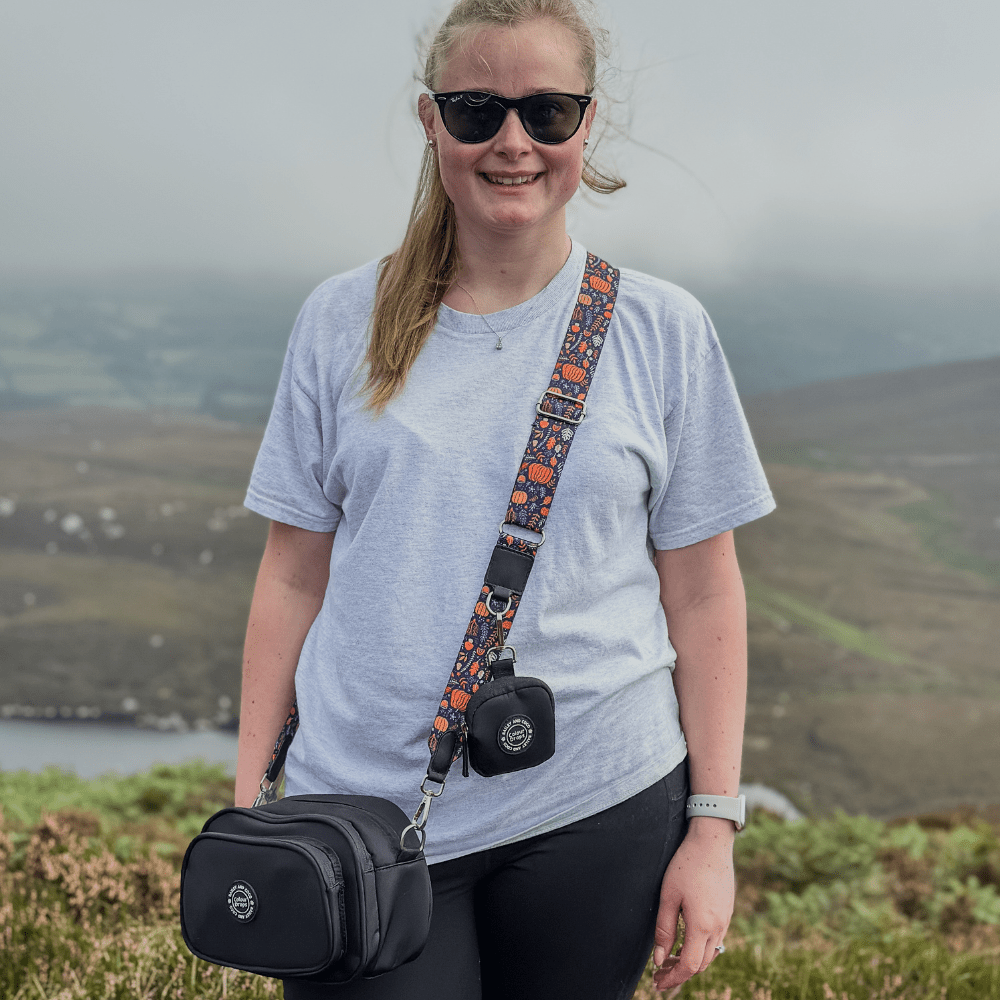 Dog Walking Bag - Black with Bewitched Strap - Bailey and Coco (UK)