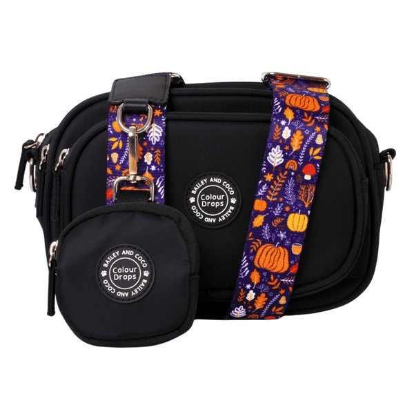 Dog Walking Bag - Black with Bewitched Strap - Bailey and Coco (UK)