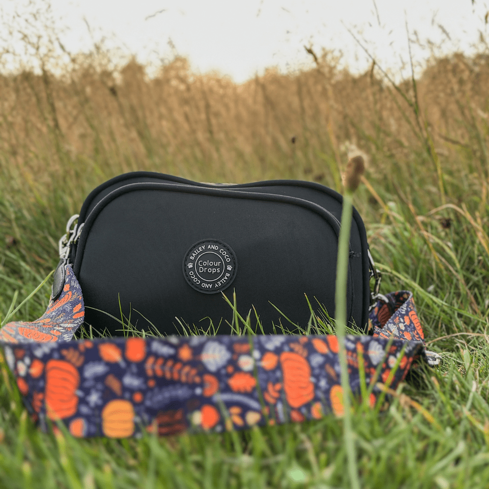 Dog Walking Bag - Black with Bewitched Strap - Bailey and Coco (UK)