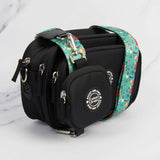 Dog Walking Bag - Black with Dino Party Strap - Bailey and Coco (UK)