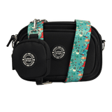 Dog Walking Bag - Black with Dino Party Strap - Bailey and Coco (UK)