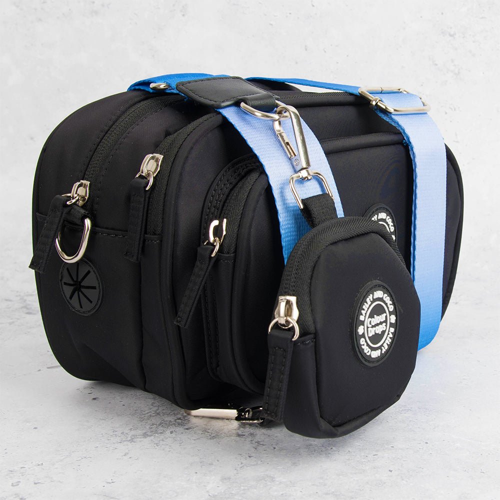 Dog Walking Bag - Black with Head in the Clouds Strap - Bailey and Coco (UK)