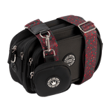 Dog Walking Bag - Black with Jingle Berry Strap - Bailey and Coco (UK)