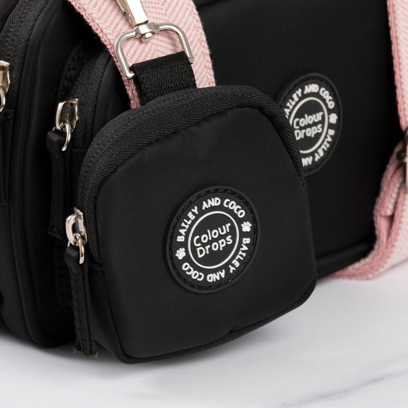 Dog Walking Bag - Black with Lavender Tweed Strap - Bailey and Coco (UK)