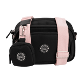 Dog Walking Bag - Black with Lavender Tweed Strap - Bailey and Coco (UK)