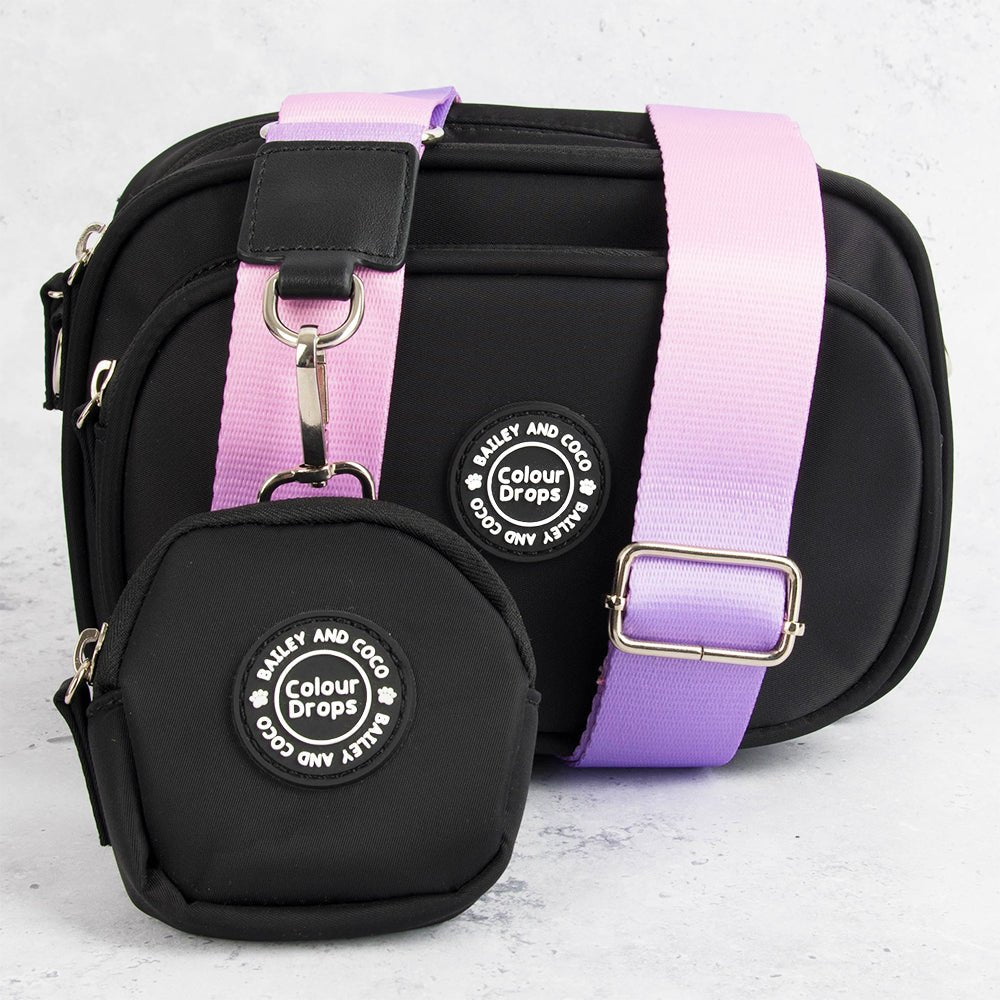 Dog Walking Bag - Black with Love that for you Strap - Bailey and Coco (UK)