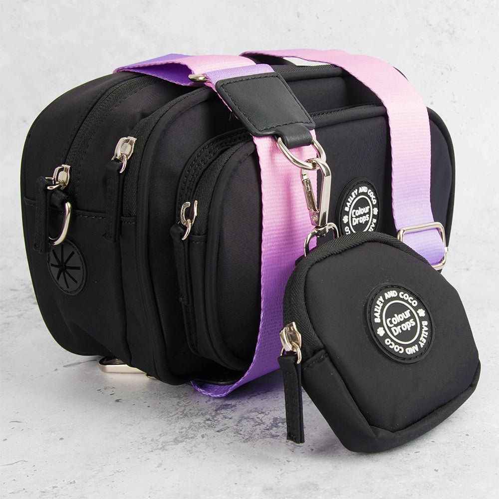 Dog Walking Bag - Black with Love that for you Strap - Bailey and Coco (UK)