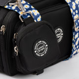 Dog Walking Bag - Black with Loves me, Loves me not Daisy Strap - Bailey and Coco (UK)