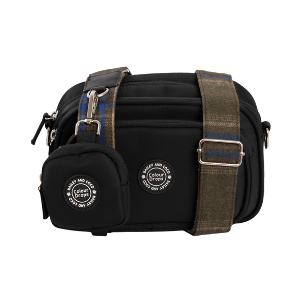 Dog Walking Bag - Black with Mayfair Tweed Strap - Bailey and Coco (UK)